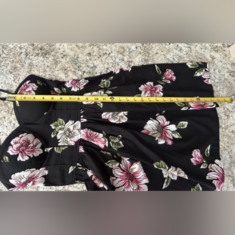Band of Gypsies Corset Bustier Floral Black Pink Mini Sundress Boho Size S - Picture 11 of 12